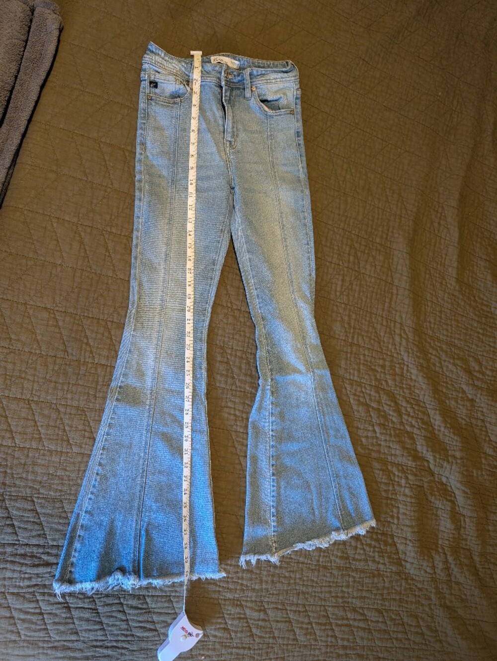 Kancan Light Blue Flare Jeans with Raw Hem